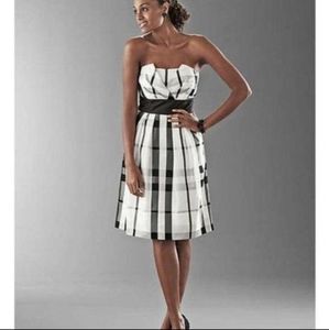 White House Black Market black and white plaid tea length dress